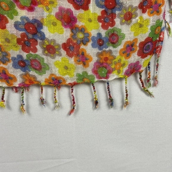 Nine West Daisy 100% Rayon Scarf Wrap Fringed 70" X 19" Spring Summer Boho Gauze - Picture 5 of 7